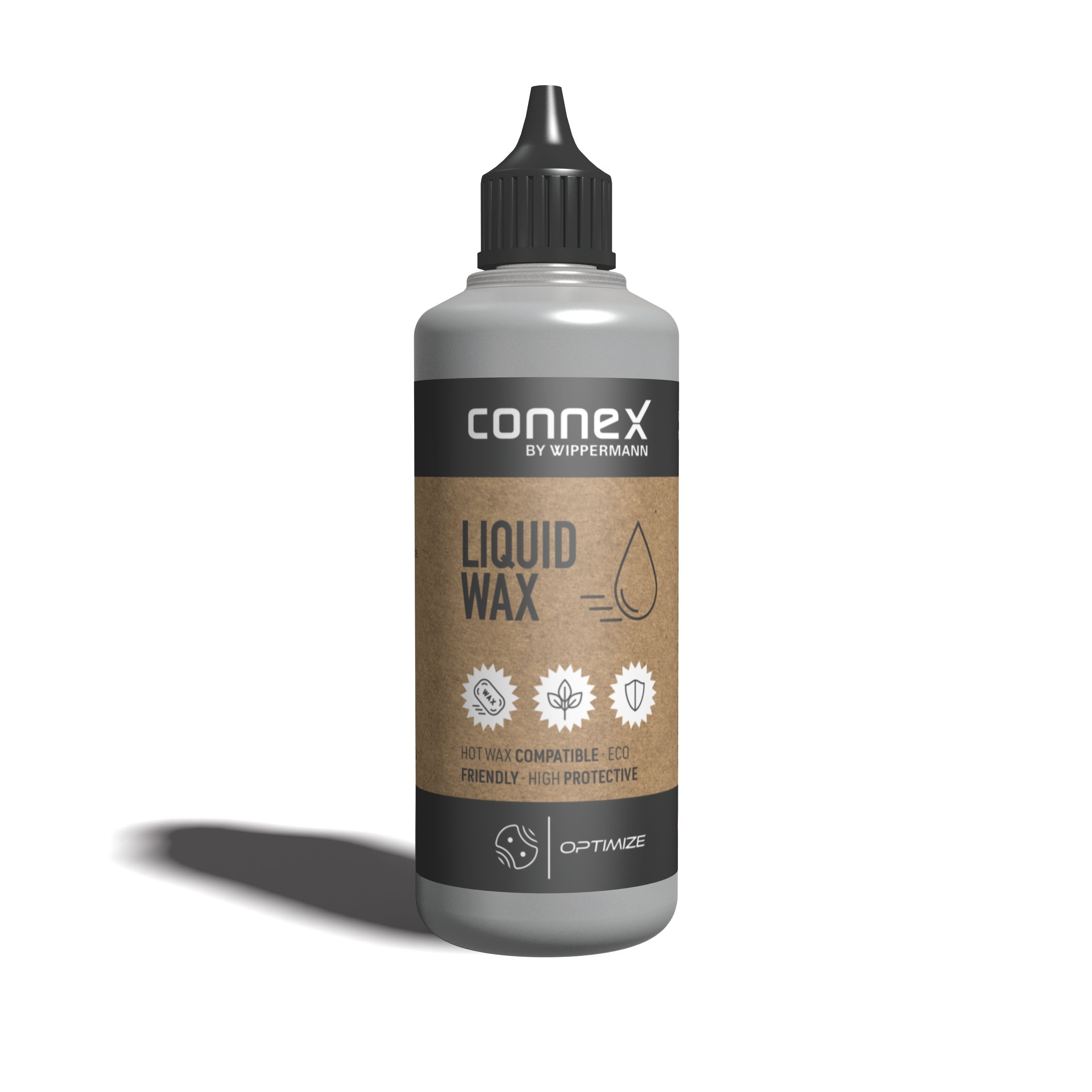 Bottle of Connex liquid wax on a white background