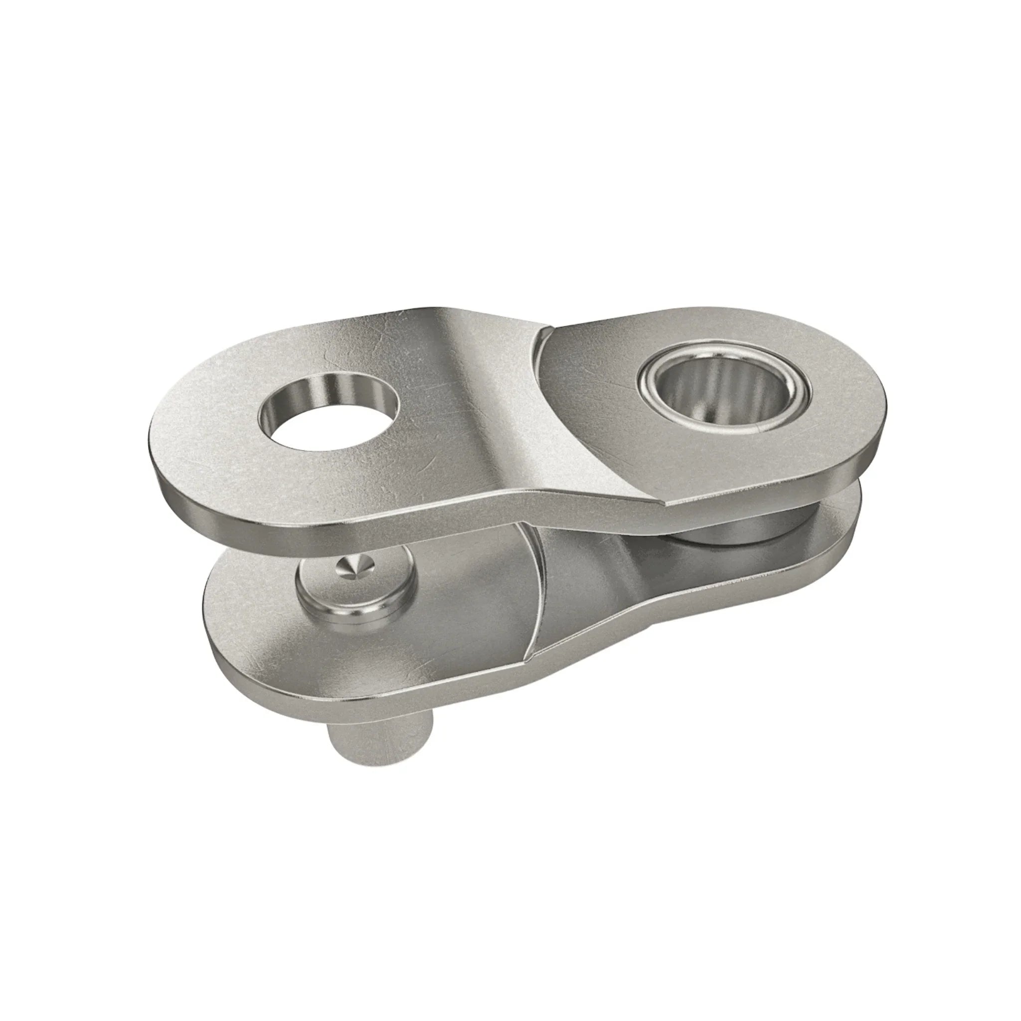 Steel bicycle chain half link connector isolated on white background