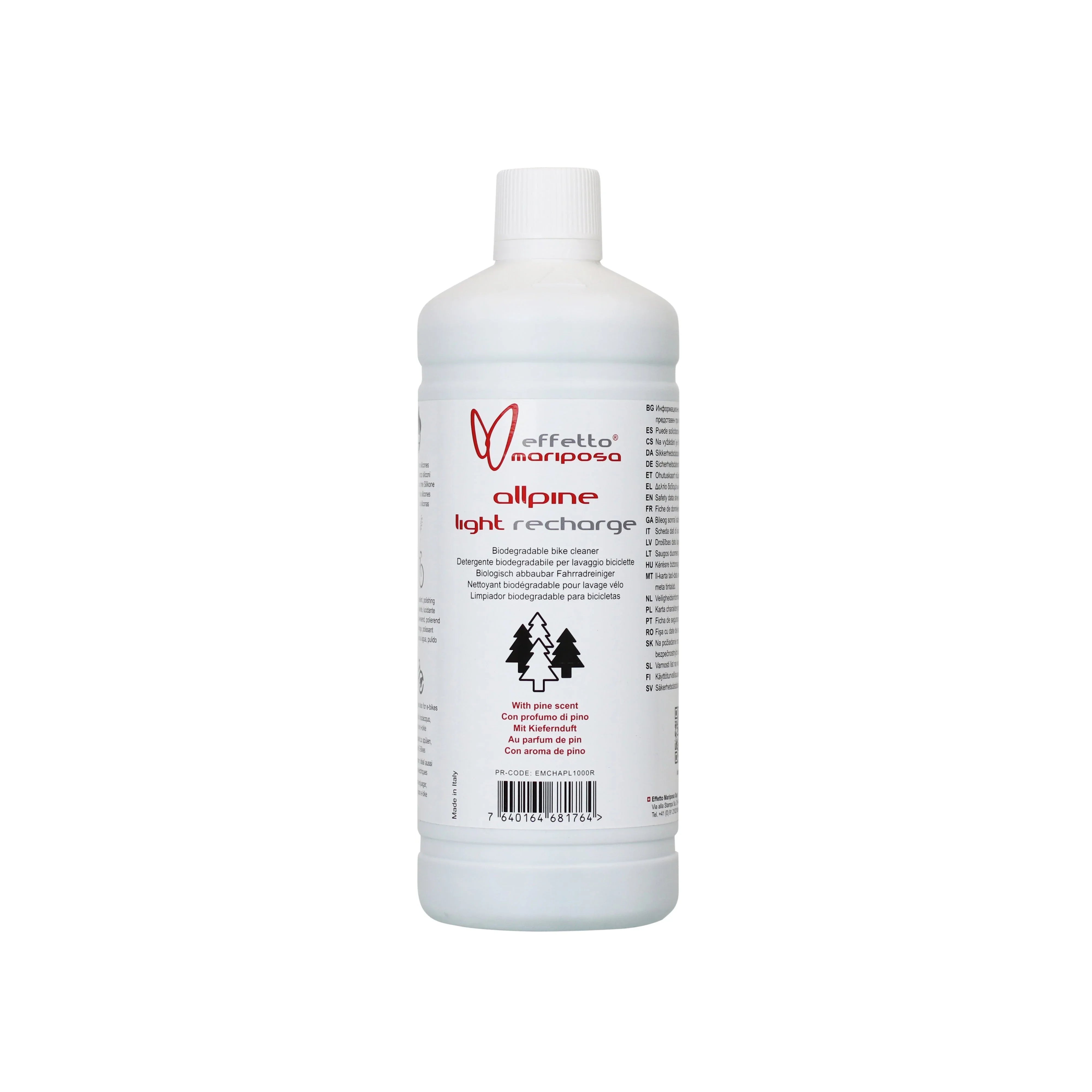 Effetto Mariposa Allpine Light biodegradable bike cleaner 1000ml bottle with pine scent