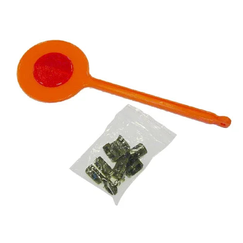 Orange bicycle safety wing reflector with mounting hardware in plastic bag