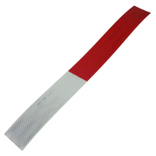 Red and white diamond grade reflective tape strip for safety and visibility